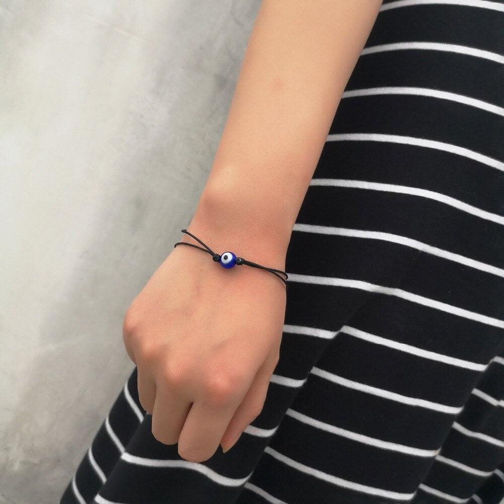 Handmade Adjustable Red String Bracelet with Blue Eye Charm