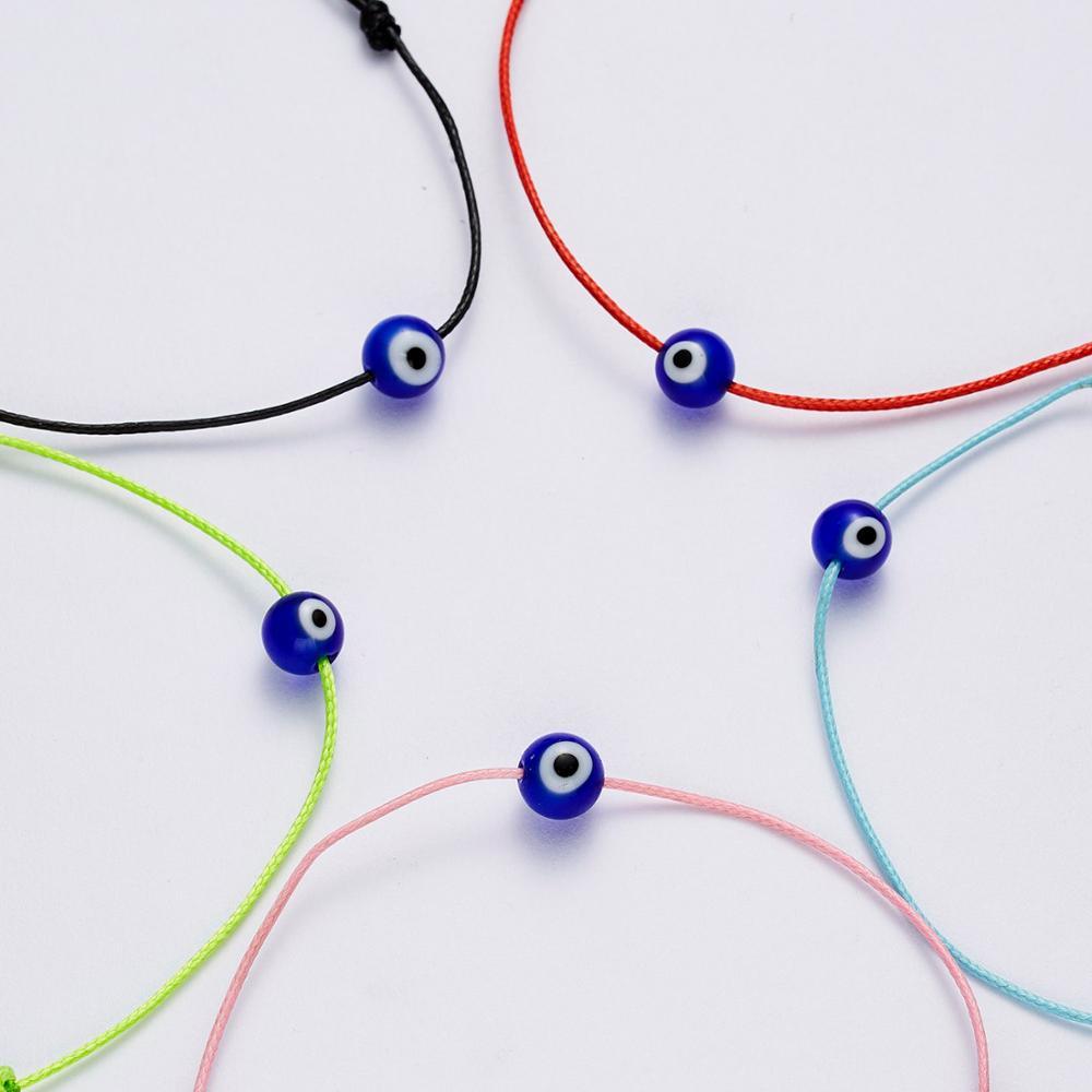 Handmade Adjustable Red String Bracelet with Blue Eye Charm