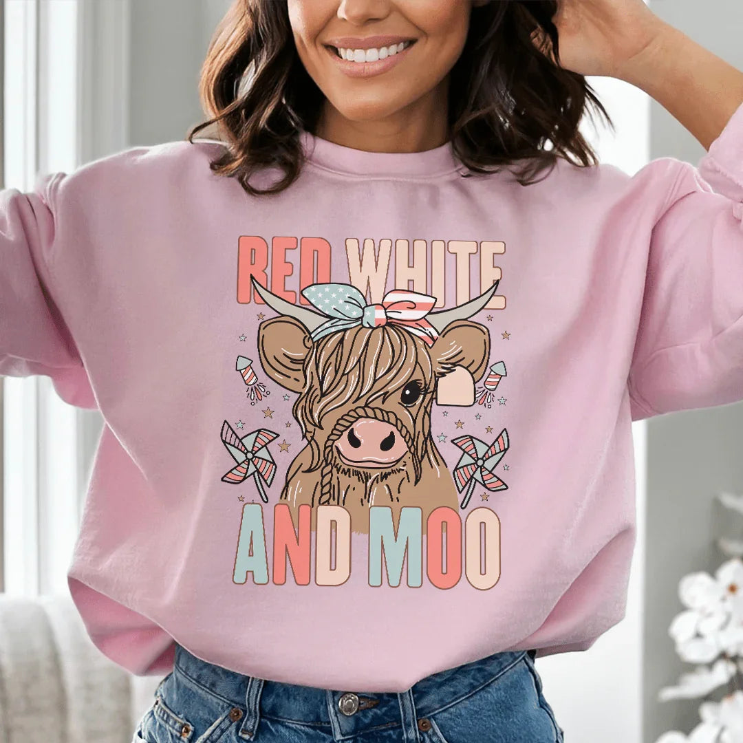 Sweatshirt Rouge Blanc Et Meuh