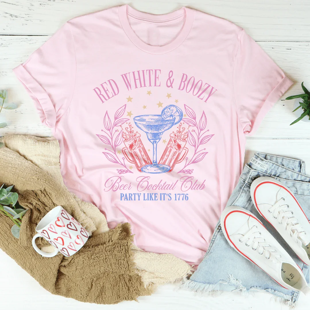 Camiseta roja, blanca, con alcohol, para fiesta en club de cerveza y cócteles como si fuera 1776