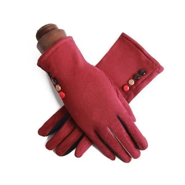 Red Winter Touchscreen Gloves for Women - Comfortable & Stylish