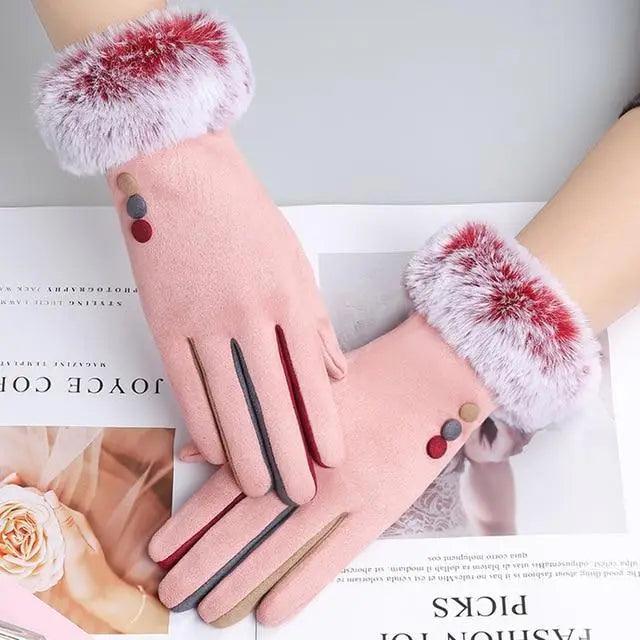 Red Winter Touchscreen Gloves for Women - Comfortable & Stylish