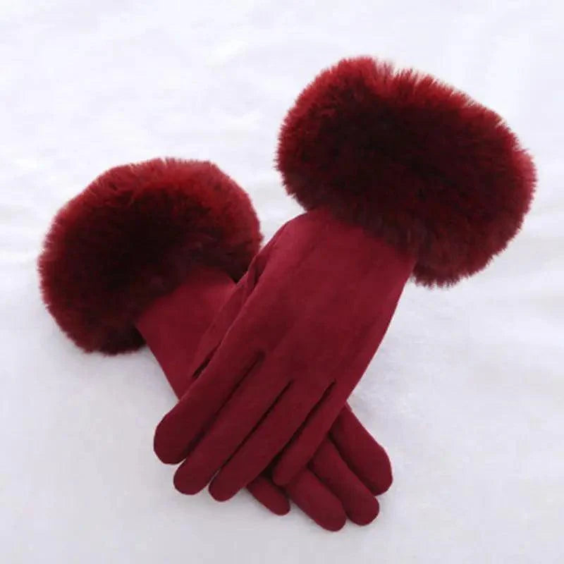 Red Winter Touchscreen Gloves for Women - Comfortable & Stylish