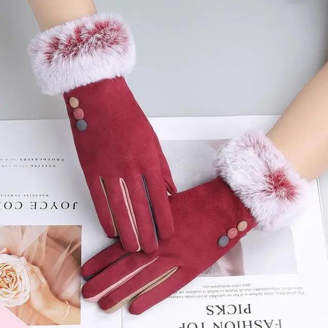 Red Winter Touchscreen Gloves for Women - Comfortable & Stylish