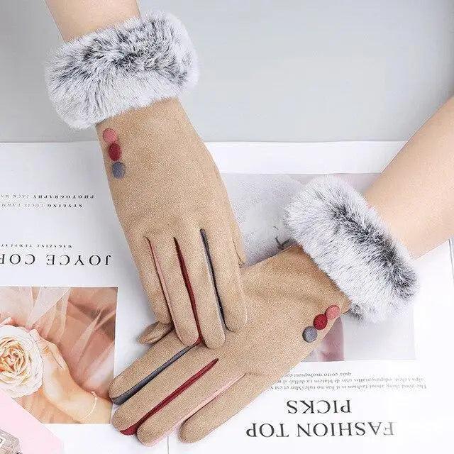 Red Winter Touchscreen Gloves for Women - Comfortable & Stylish