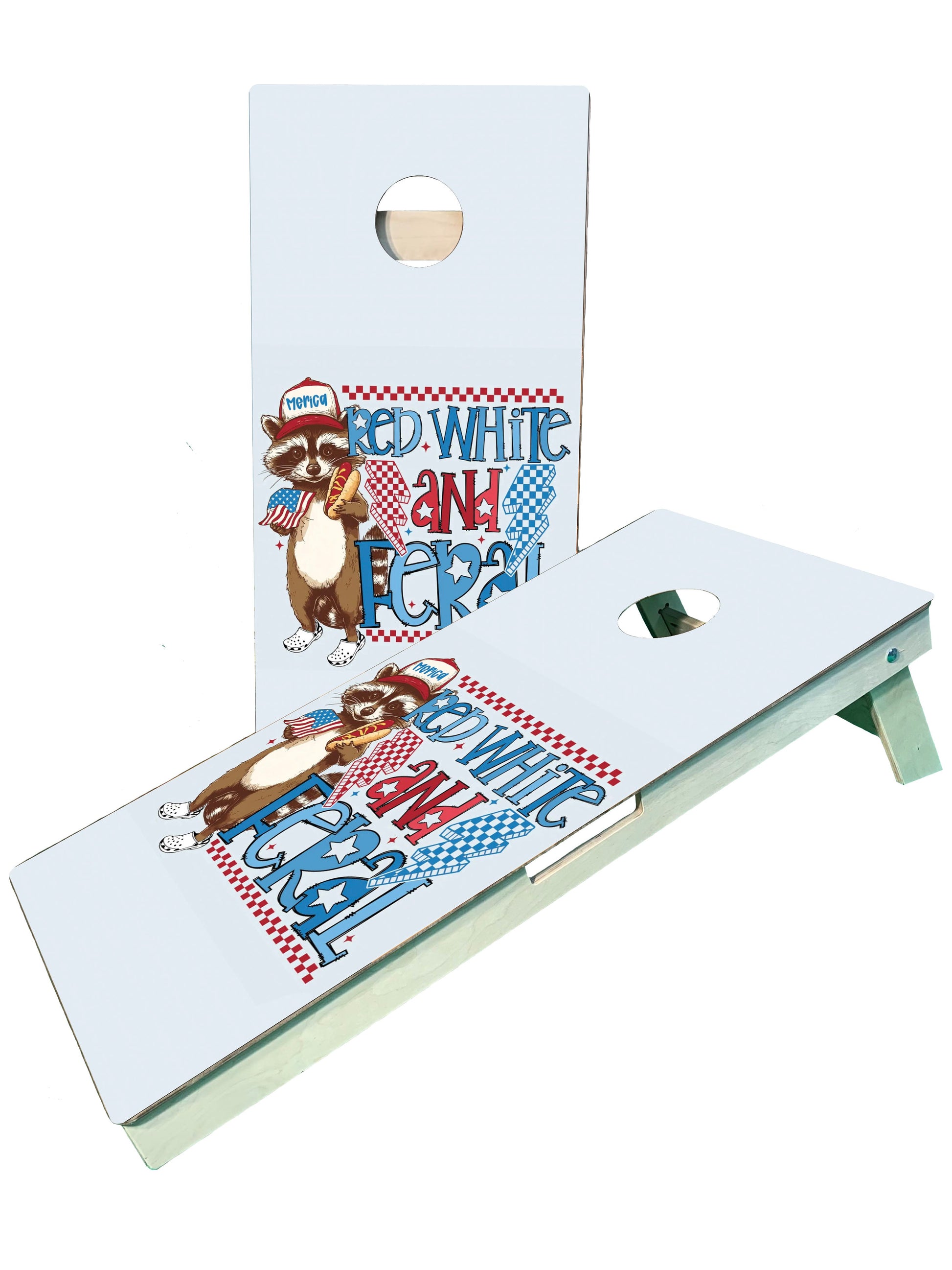 Patriotic Feral America Cornhole Boards - Premium Quality - Korvel