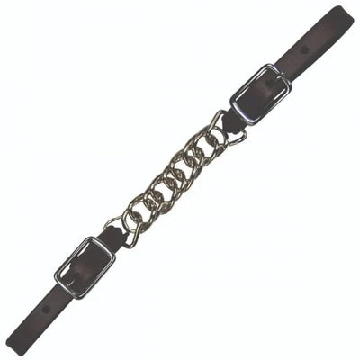 Adjustable Black Biothane Curb Strap with Chain - Korvel