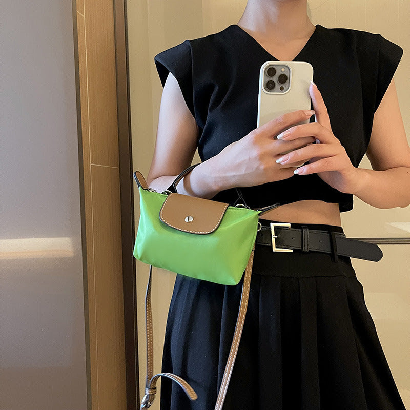 Retro fashion versatile women's bag, shoulder crossed, carrying high-end nylon dumpling bag - Korvel
