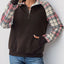 Retro patchwork retro texture pullover hoodie - Korvel