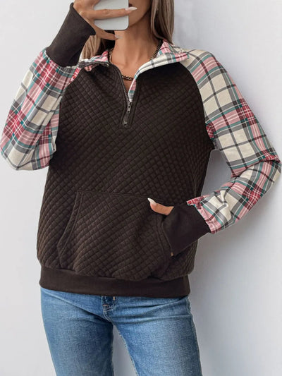 Retro patchwork retro texture pullover hoodie - Korvel