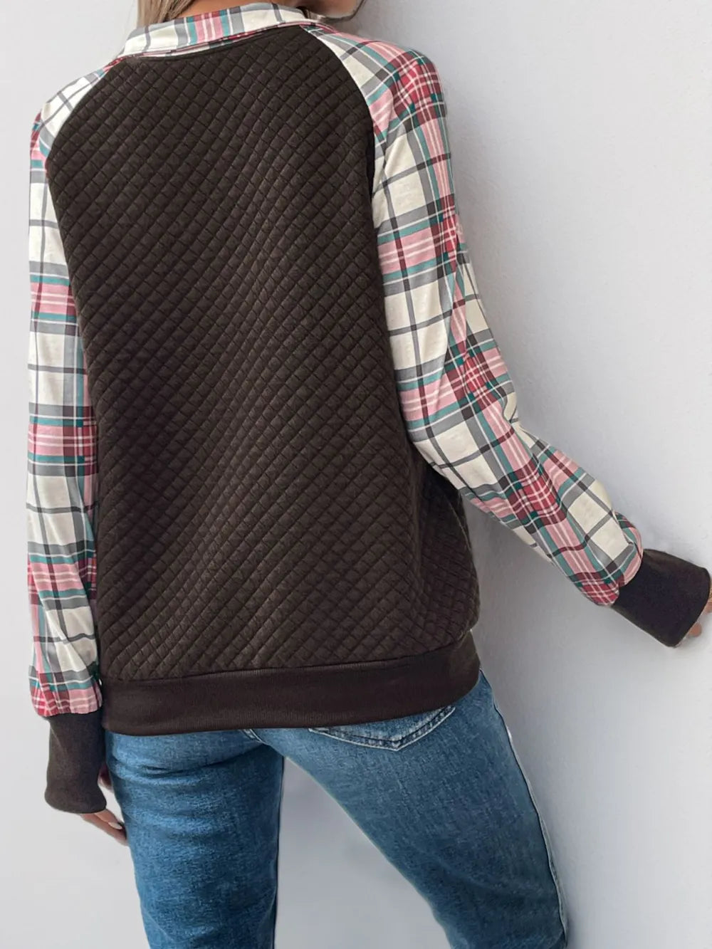 Retro patchwork retro texture pullover hoodie - Korvel