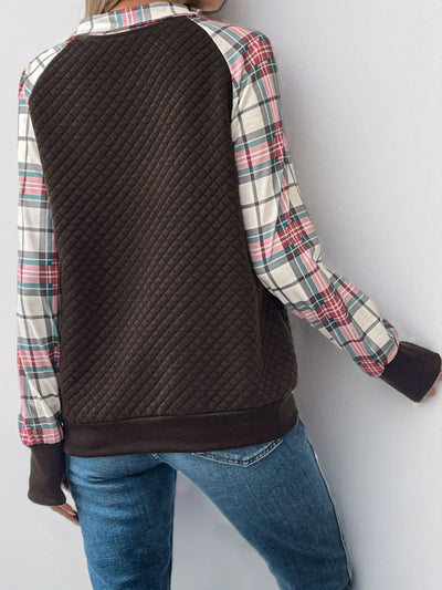 Retro patchwork retro texture pullover hoodie - Korvel