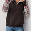 Retro patchwork retro texture pullover hoodie - Korvel