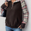 Retro patchwork retro texture pullover hoodie - Korvel