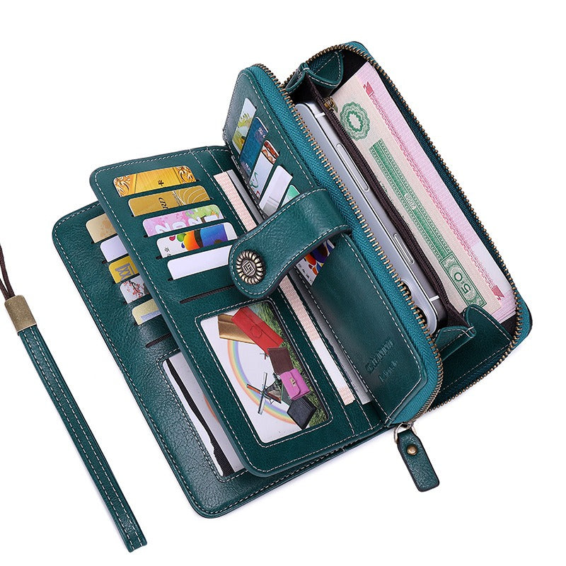 RFID Antimagnetic Wallet Long Zipper Women's Wallet Leather Wallet New Large Capacity Handbag - Korvel