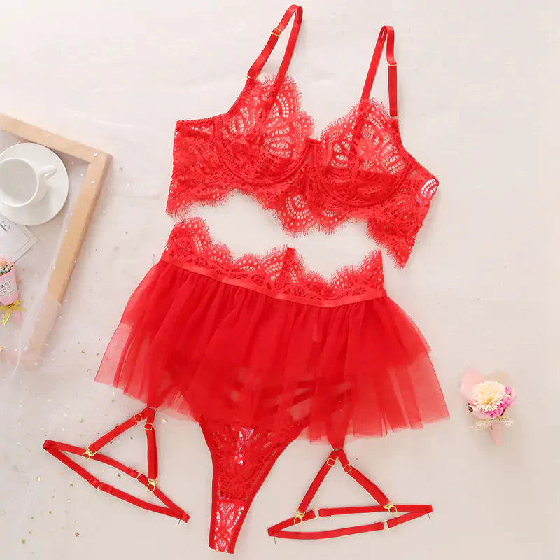 Conjunto de Lencería de Encaje Elegante para Ocasiones Especiales