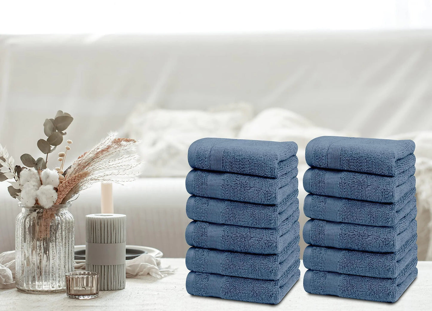 Ensemble de Gants de Toilette Doux de la Collection Resort - Pack de 12 Luxe Bleu