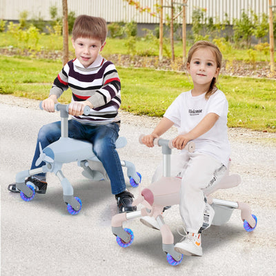 2-in-1 Kids Ride-on Push Car with LED Lighted Wheels - Pink