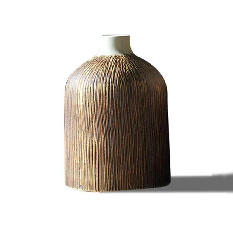 Juego de Jarrones Elegante de Estilo Chino de Tres Piezas con Acabado de Grano de Madera
