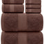Luxury Brown Bath Towel 8 Piece Set - Combed Cotton Quality