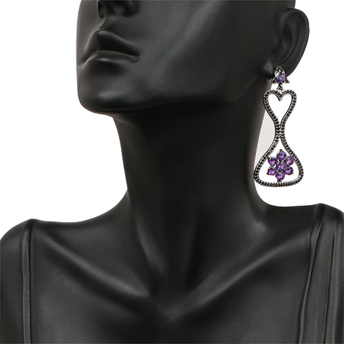Boucles d'oreilles en argent sterling avec améthyste véritable de 6,31 carats et spinelle noir