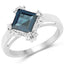 Bague en argent sterling avec topaze bleue de Londres et topaze blanche de 1,99 carat
