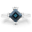 Bague en argent sterling avec topaze bleue de Londres et topaze blanche de 1,99 carat