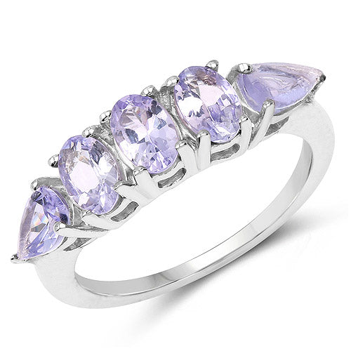 2.33 Carat Genuine Tanzanite Sterling Silver Engagement Ring