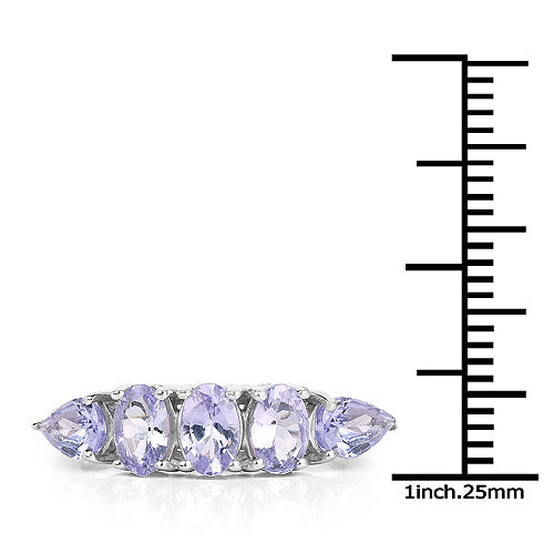 2.33 Carat Genuine Tanzanite Sterling Silver Engagement Ring