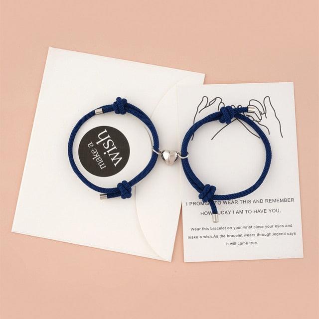 Ensemble de Bracelets Magnétiques en Cœur pour Couples - Cadeau Ajustable