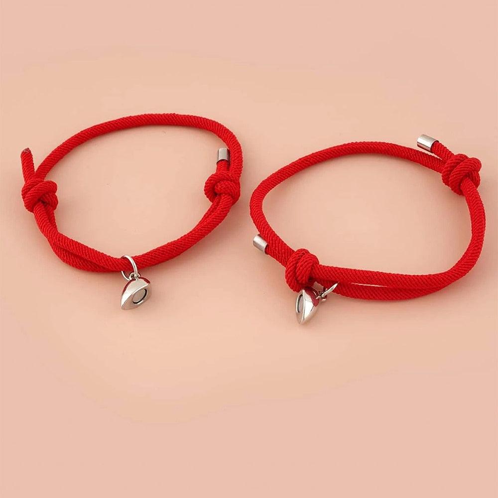 Ensemble de Bracelets Magnétiques en Cœur pour Couples - Cadeau Ajustable