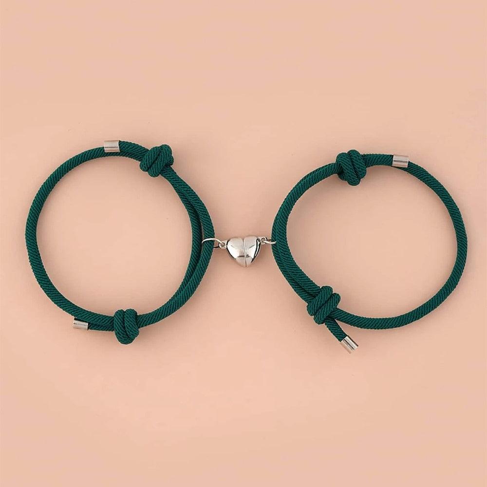 Ensemble de Bracelets Magnétiques en Cœur pour Couples - Cadeau Ajustable