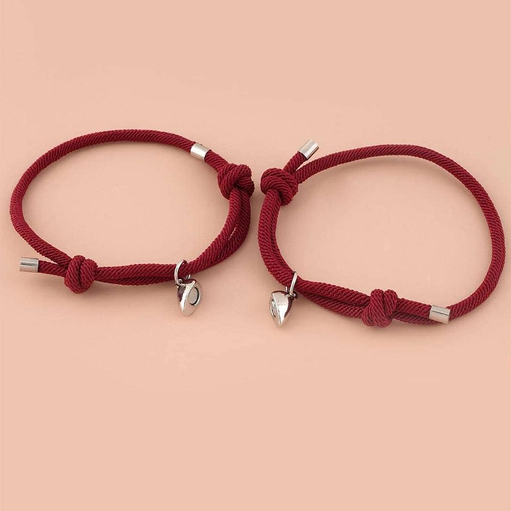 Ensemble de Bracelets Magnétiques en Cœur pour Couples - Cadeau Ajustable