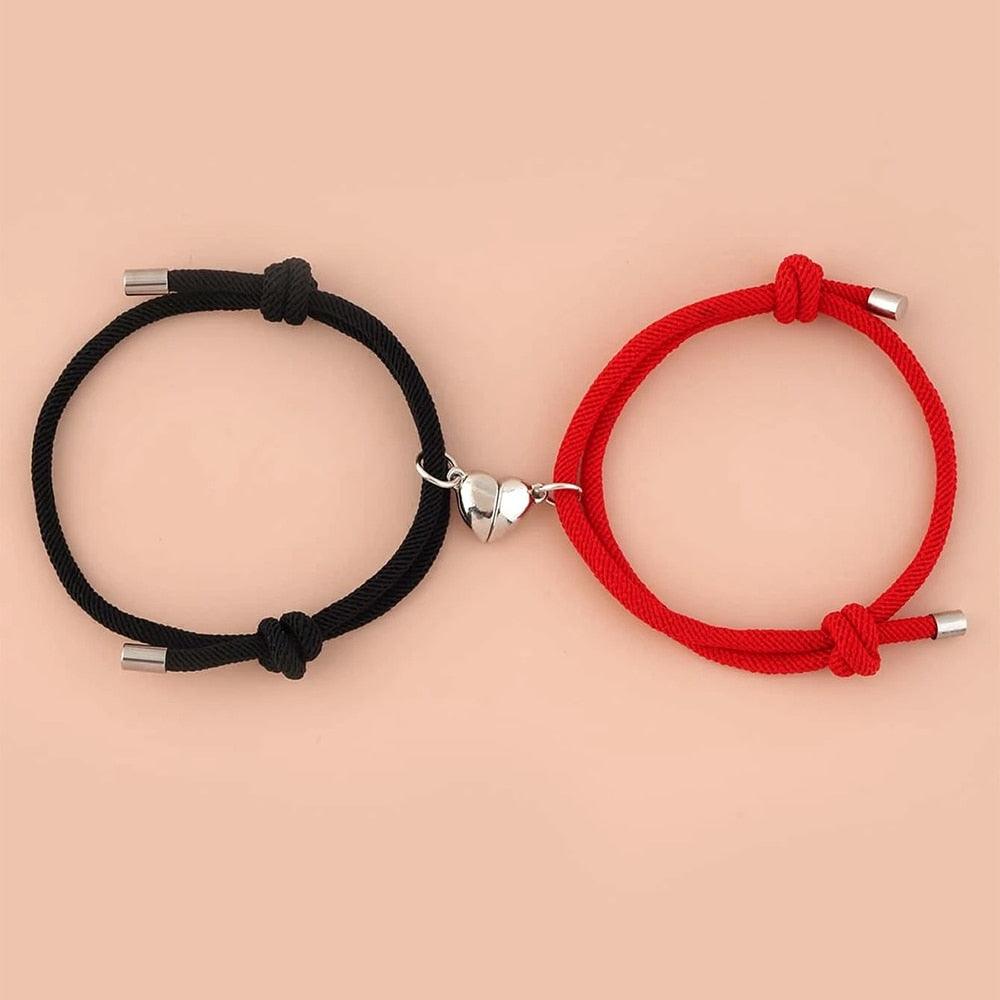 Ensemble de Bracelets Magnétiques en Cœur pour Couples - Cadeau Ajustable