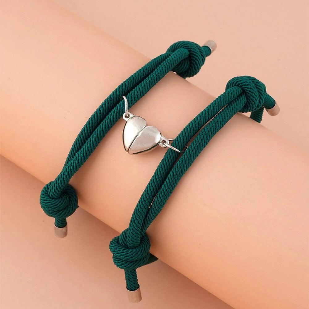 Ensemble de Bracelets Magnétiques en Cœur pour Couples - Cadeau Ajustable
