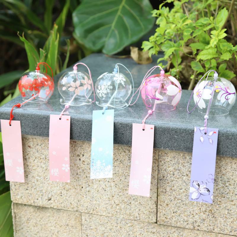 Handmade Japanese Cherry Wind Bell - Elegant Glass Decor