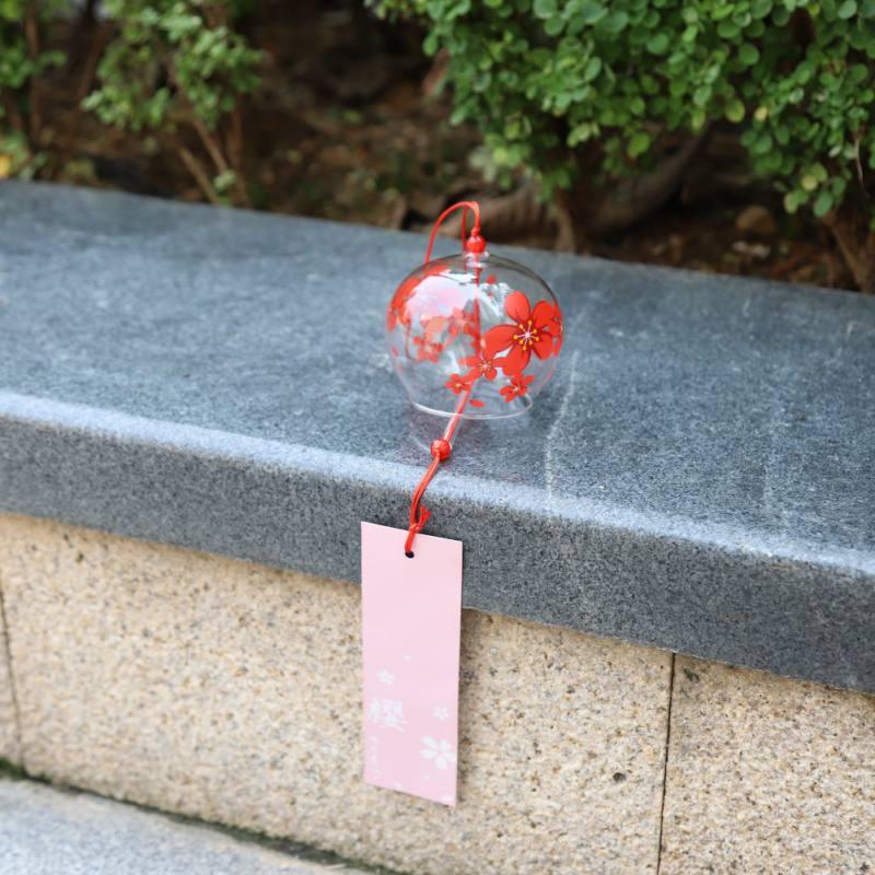 Handmade Japanese Cherry Wind Bell - Elegant Glass Decor