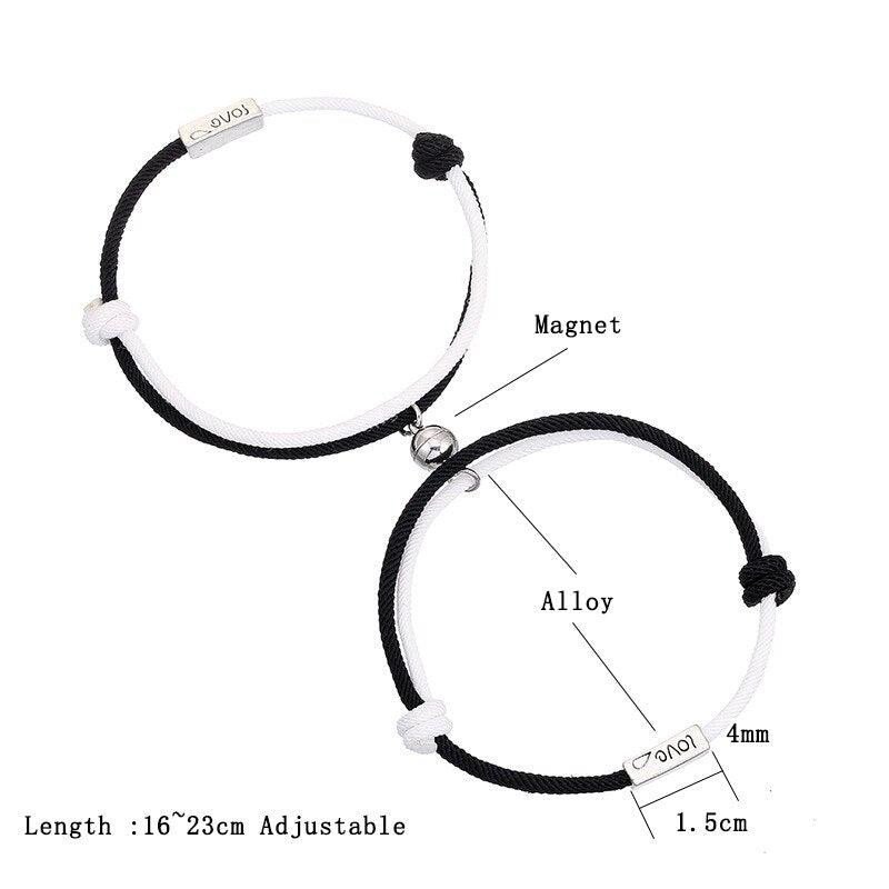 Magnetic Couple Bracelets - Adjustable Rope Set for Lovers