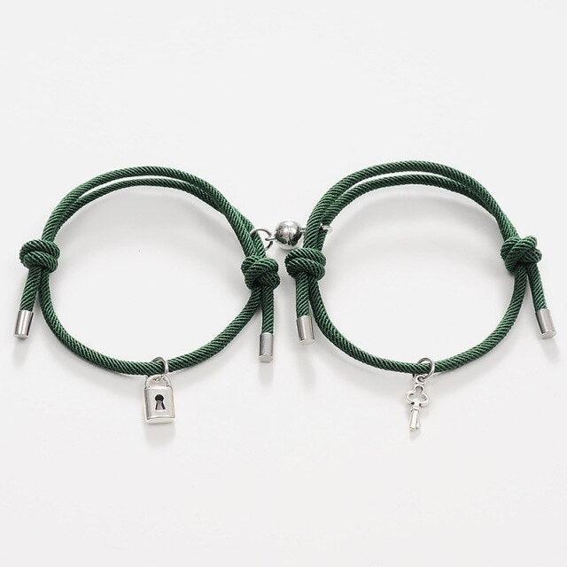 Bracelets Couple Magnétiques Romantiques - Design Clé et Serrure Classique