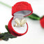 Elegant Red Rose Jewelry Box for Rings and Earrings