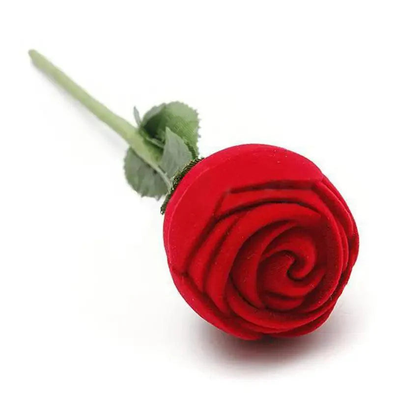 Elegant Red Rose Jewelry Box for Rings and Earrings