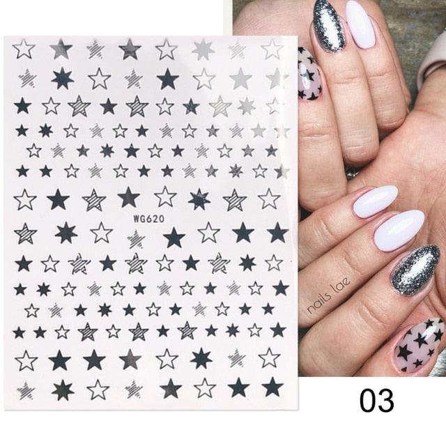 Rose Gold Star 3D Nail Art Stickers for DIY Manicures