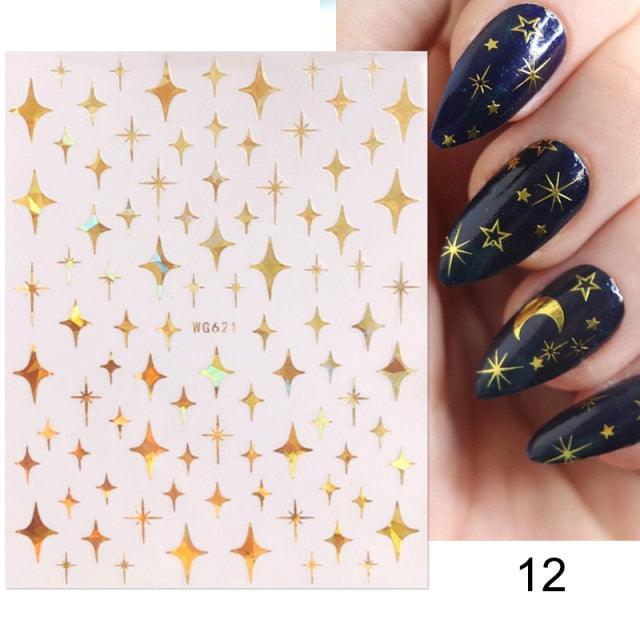Rose Gold Star 3D Nail Art Stickers for DIY Manicures