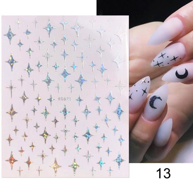 Rose Gold Star 3D Nail Art Stickers for DIY Manicures