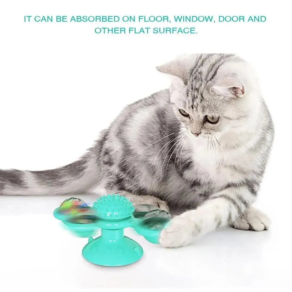 Juguete Interactivo para Gatos en Forma de Molino de Viento con Bola LED