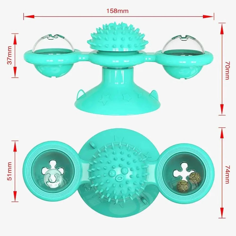 Juguete Interactivo para Gatos en Forma de Molino de Viento con Bola LED