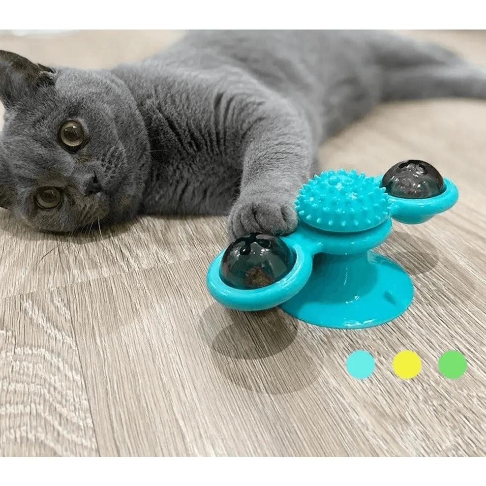 Juguete Interactivo para Gatos en Forma de Molino de Viento con Bola LED