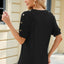 Round Neck Buttoned Short Sleeve T-Shirt - Korvel
