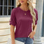 Round Neck Buttoned Short Sleeve T-Shirt - Korvel