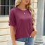 Round Neck Buttoned Short Sleeve T-Shirt - Korvel